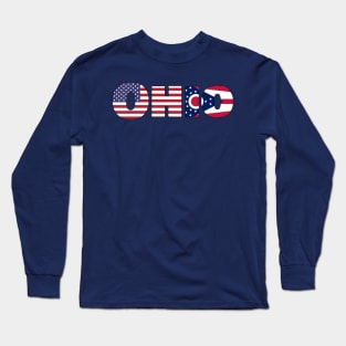 Ohio State flag/ American flag logo Long Sleeve T-Shirt